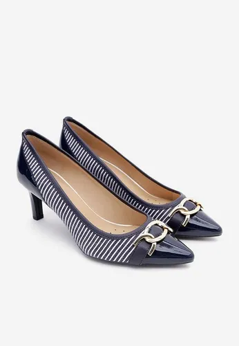 Giày Cao Gót Geox D BIBBIANA D PR.CANV+SY.PAT Màu Xanh Navy Phối Trắng Size 36